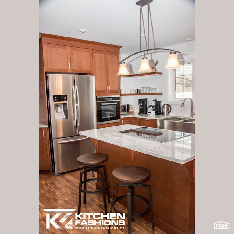 Cinnamon Stained Kitchen with Low-Flow Kitchen Faucet by Home Fashions