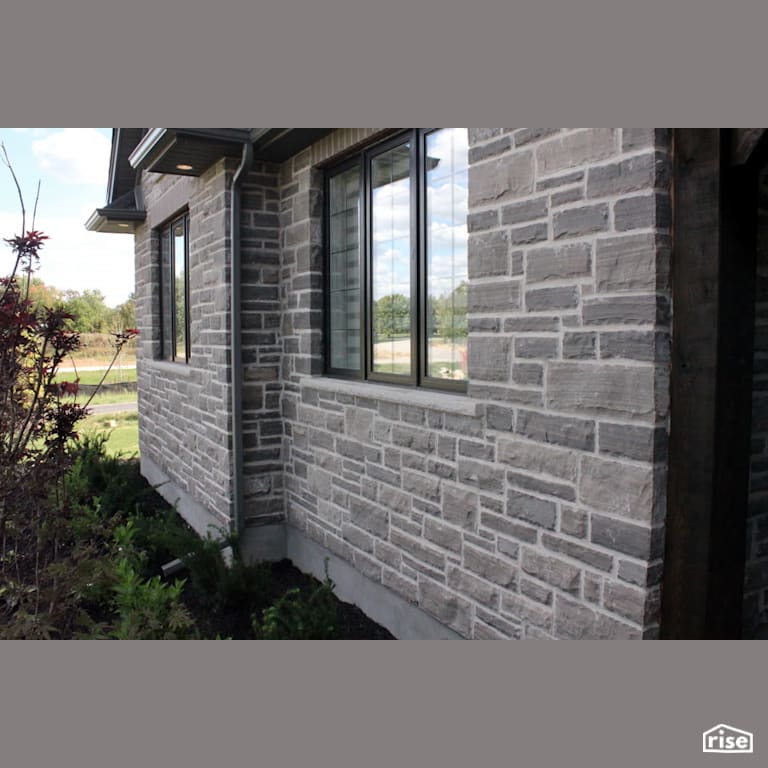 Stone siding with exterior integrated LEDs with Stone Siding by Masonal Stone Inc
