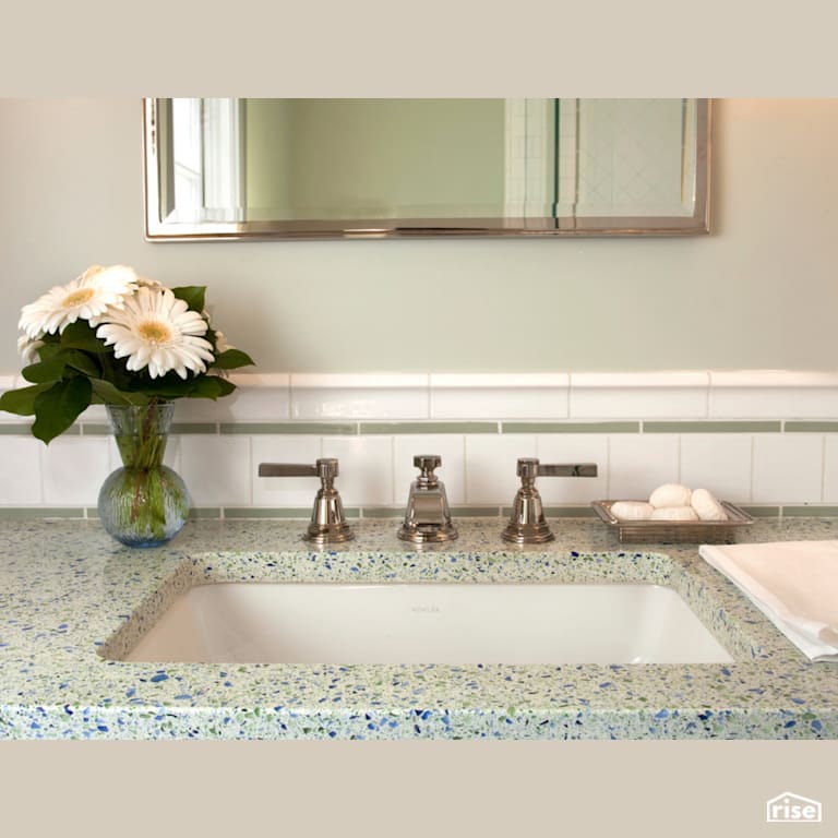Denim Moss Vanity with Recycled Glass Countertop by IceStone