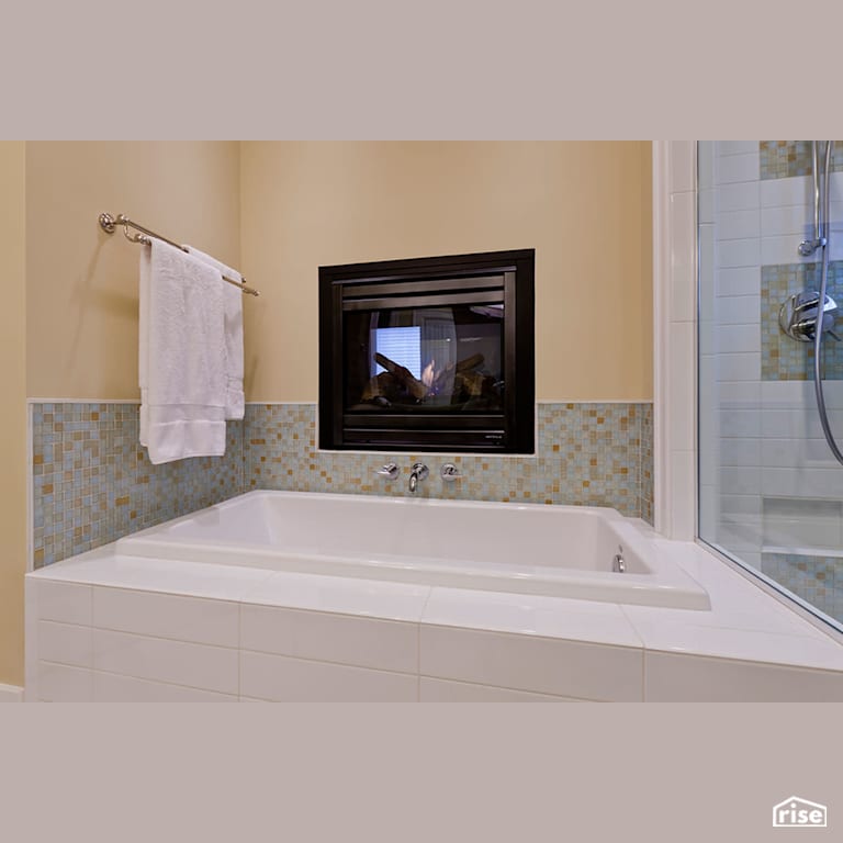 Soaker tub with fireplace with Gas Fireplace by Gant Nychay Architecture PLLC