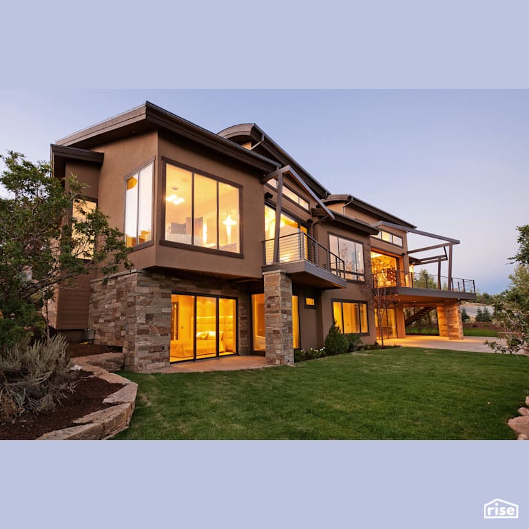 Anti-Ski House rear exterior with Stucco by Alpen High Performance Products
