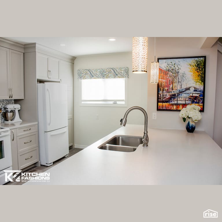 Gossamer Grey Kitchen with Low-Flow Kitchen Faucet by Home Fashions