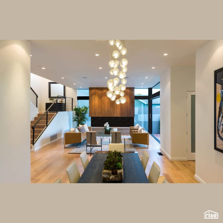 Lucerne Residence Living and Dining Room with Engineered Hardwood by Tracy A. Stone Architect