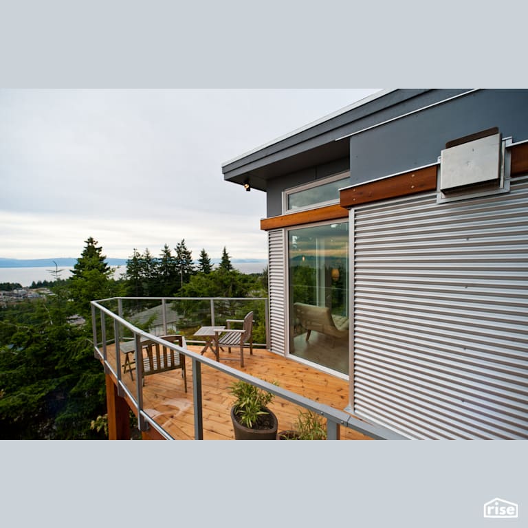 Hillside House - West Coast Modern Build - Balcony with Accent Outdoor Lighting by Pheasant Hill Homes Ltd.