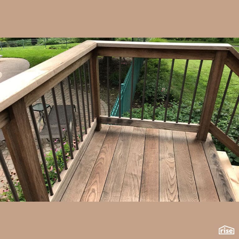 Thermally Modified Wood Staircase with Thermally Modified Wood Decking by Americana by Bingaman