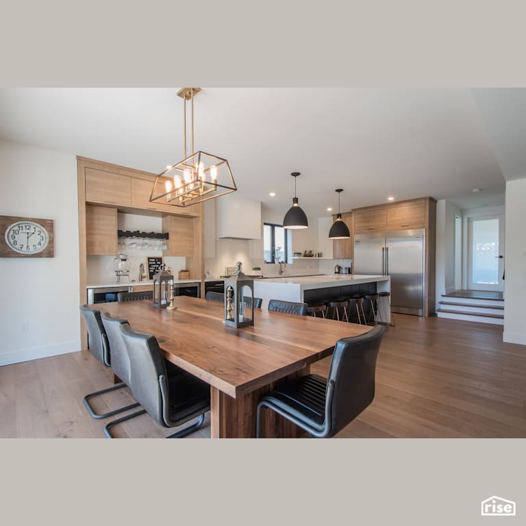 Weybridge Lane Dining Room and Kitchen with FSC Certified Hardwood by Homes by Highgate