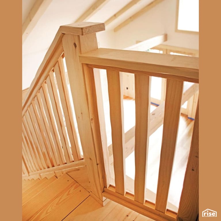 Finished wood staircase with Interior Wood Finish by Vermont Natural Coatings