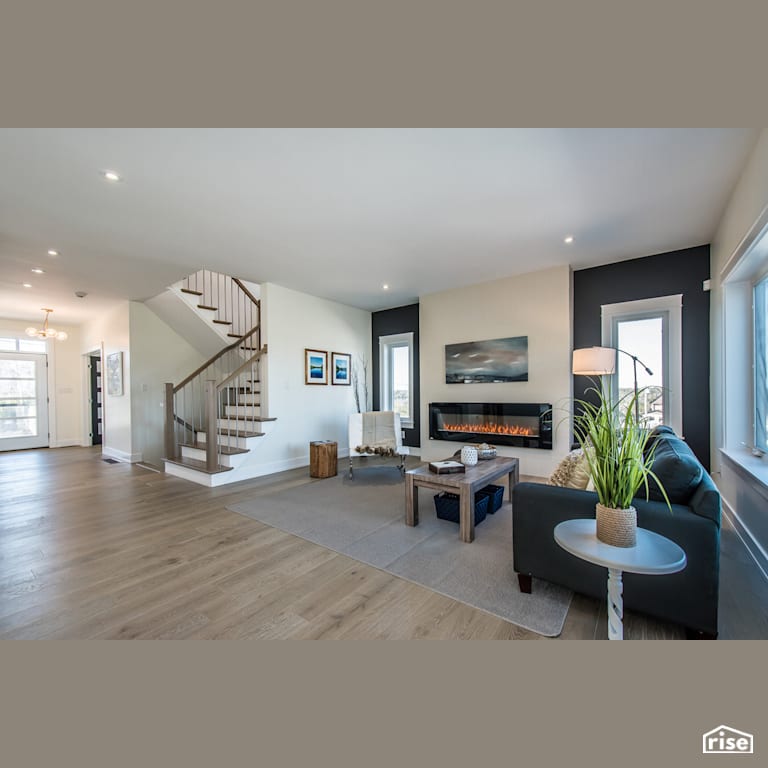 The Tempranillo - Living Room with Vinyl Window Frame by Bowers Construction