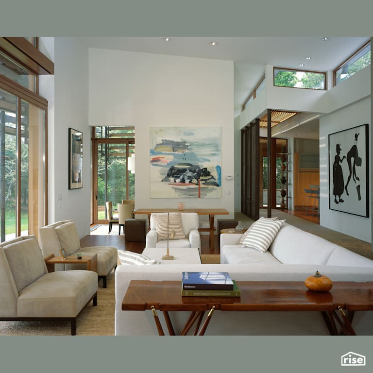 Orleans House - Living Room with Fixed Window by Charles Rose Architects