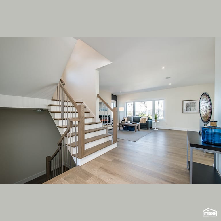 The Tempranillo - Staircase with Vinyl Window Frame by Bowers Construction
