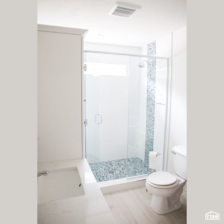 Custom Shower Design with Ceramic Tile Floors by Osez Interiors