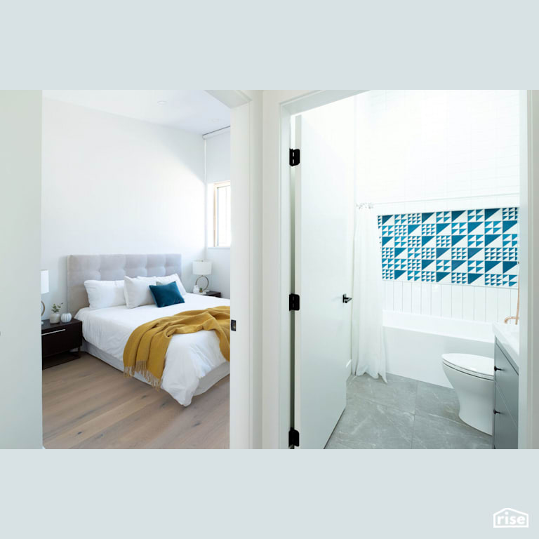 Harrison Lane House Bedroom with Triple Pane Window by Lanefab Design/Build