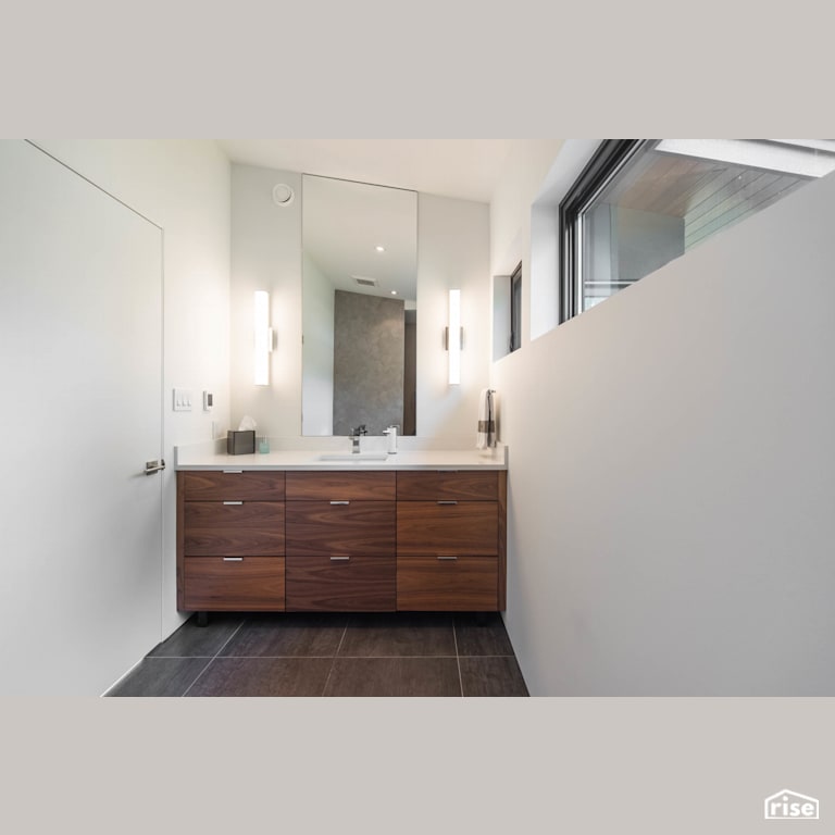 Fort Langley Modern Blend - Bathroom with Low-Flow Bathroom Faucet by My House Design/Build Team Ltd.