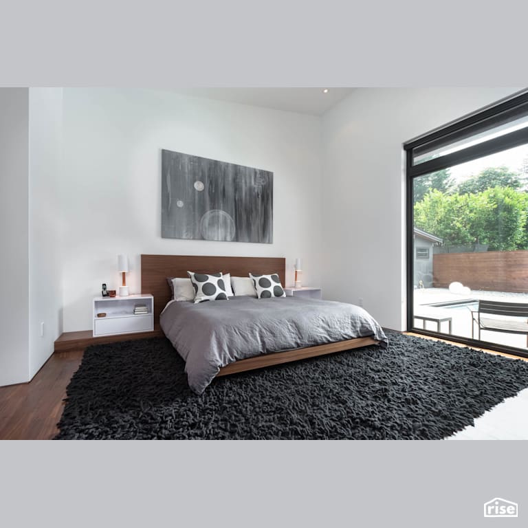 Fort Langley Modern Blend - Bedroom with Engineered Hardwood by My House Design/Build Team Ltd.