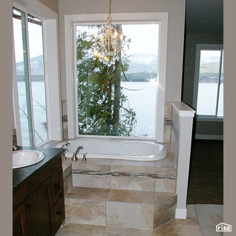 Copper Island Fine Homes - Bathroom with Fixed Window by Copper Island Fine Homes Inc.