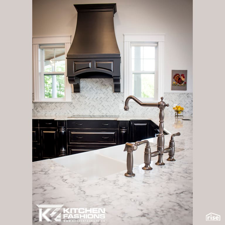 Kitchen Fashions - Black Lacquer With Worn Edges with Low-Flow Kitchen Faucet by Home Fashions