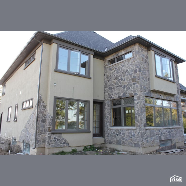 Exterior Stucco and Stone Siding with Stucco by Masonal Stone Inc