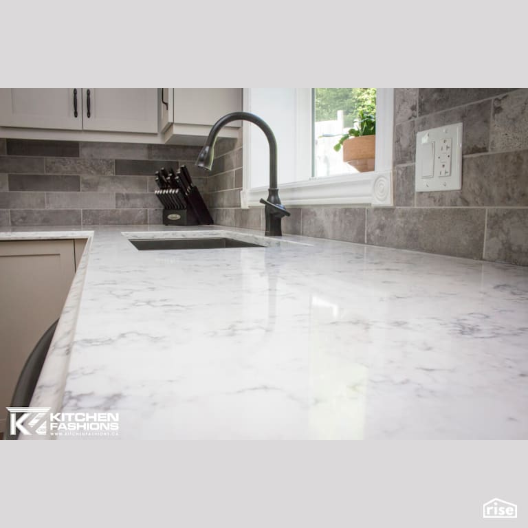 Kitchen Fashions - Gossamer Grey Kitchen with Low-Flow Kitchen Faucet by Home Fashions