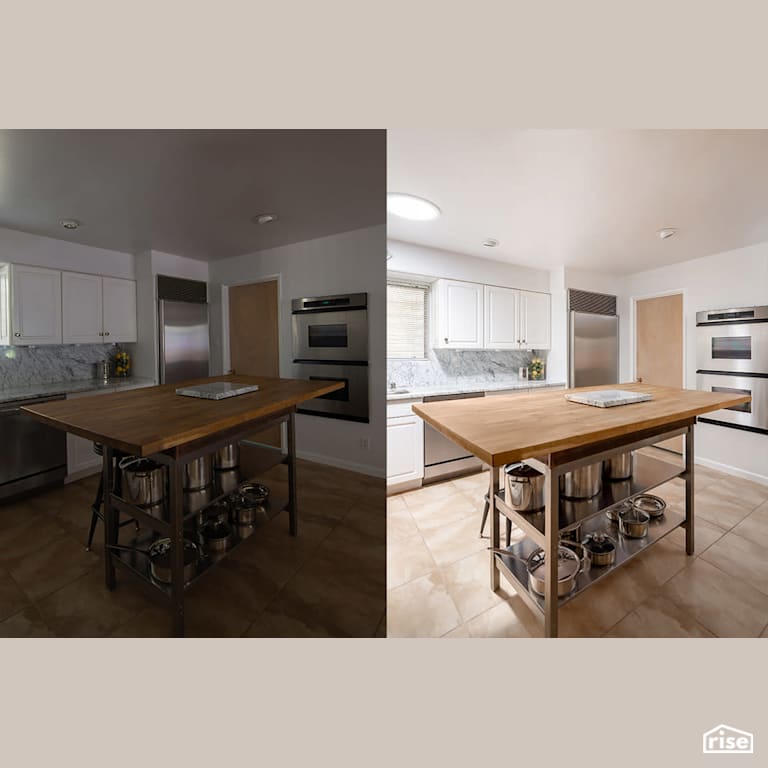 Before & After JustFrost Round Skylight with Tubular Skylight by Solatube International, Inc.