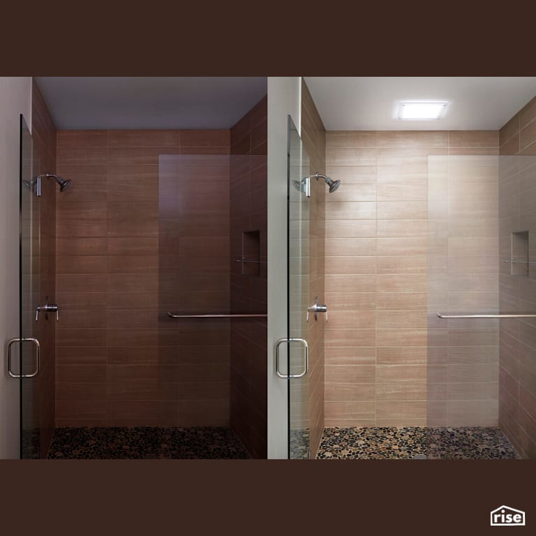 Modern Shower Before & After JustFrost Square with Tubular Skylight by Solatube International, Inc.