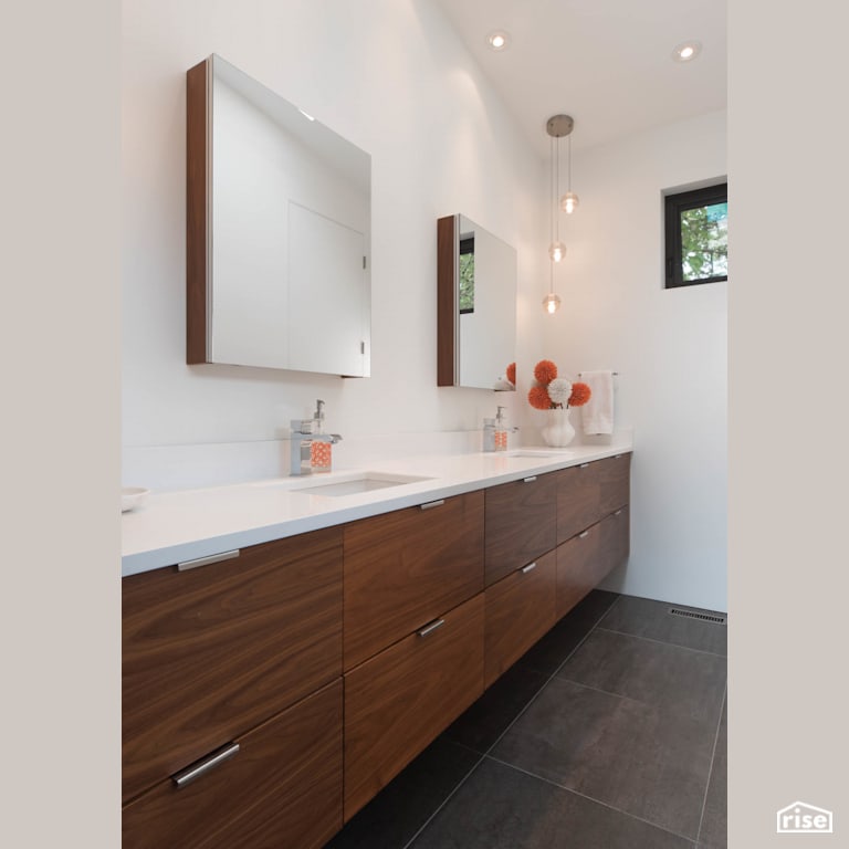 Fort Langley Modern Blend - Ensuite with Low-Flow Bathroom Faucet by My House Design/Build Team Ltd.