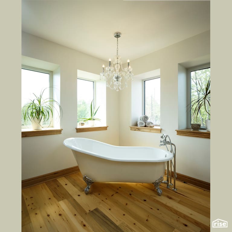 Red Castle Ensuite Bathtub with LED Lighting by The Conscious Builder