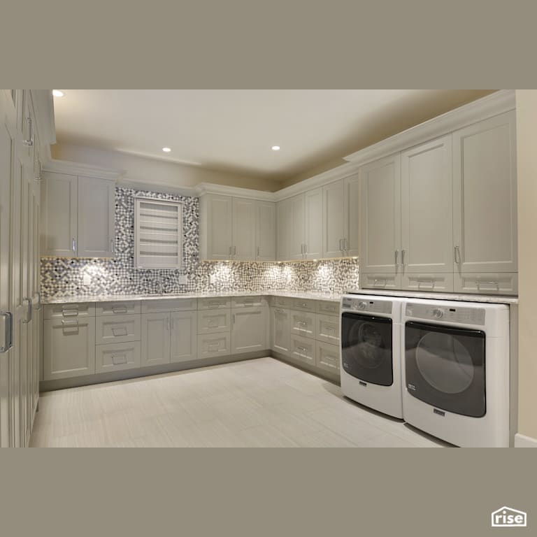 Laundry Room with Integrated LED by My House Design/Build Team Ltd.