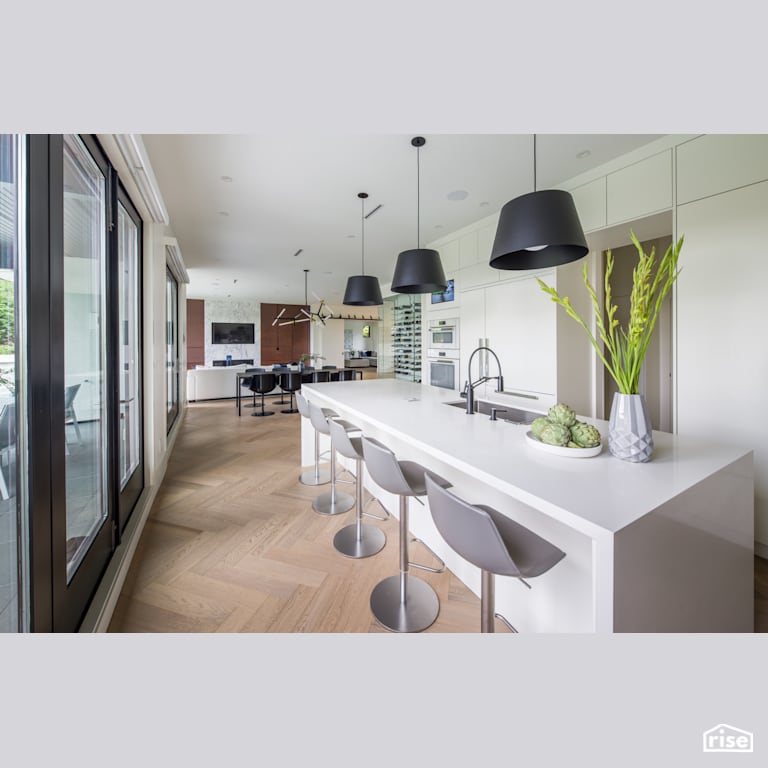 Large Kitchen with Island with LED Lighting by Synthesis Design
