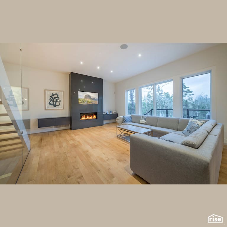 Timeless Escape - Living Room with Gas Fireplace by Homes by Highgate