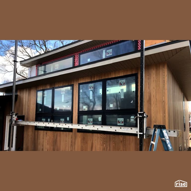 Thermally Modified Ash With Large Anderson Windows with Thermally Modified Wood Siding by Americana by Bingaman