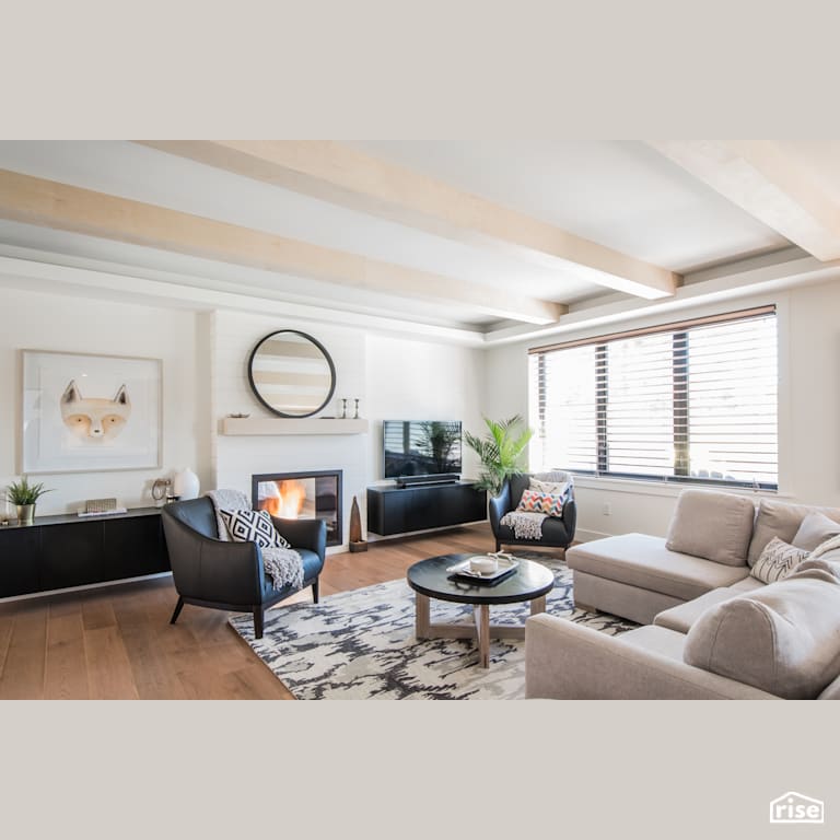 Weybridge Lane Living Room with Gas Fireplace by Homes by Highgate