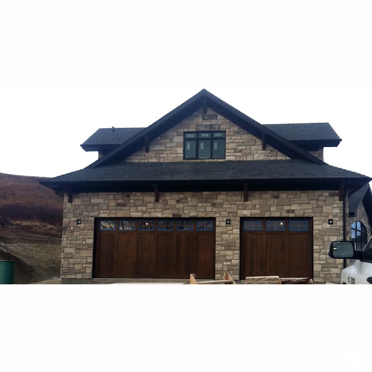 Garage with Stone Siding with Stone Siding by Masonal Stone Inc