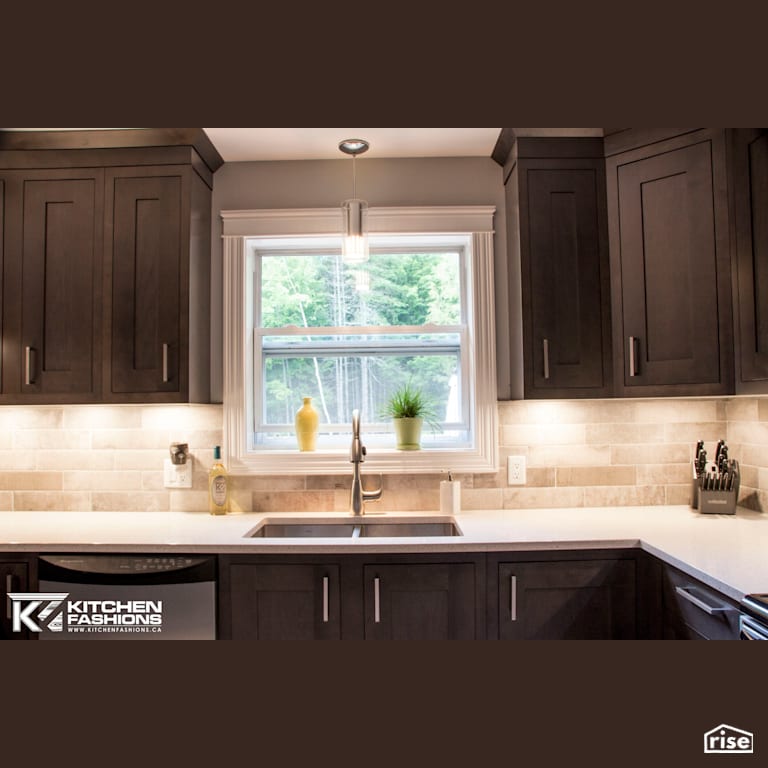 Dark Elegant Kitchen with FSC Certified Wood Cabinet by Home Fashions