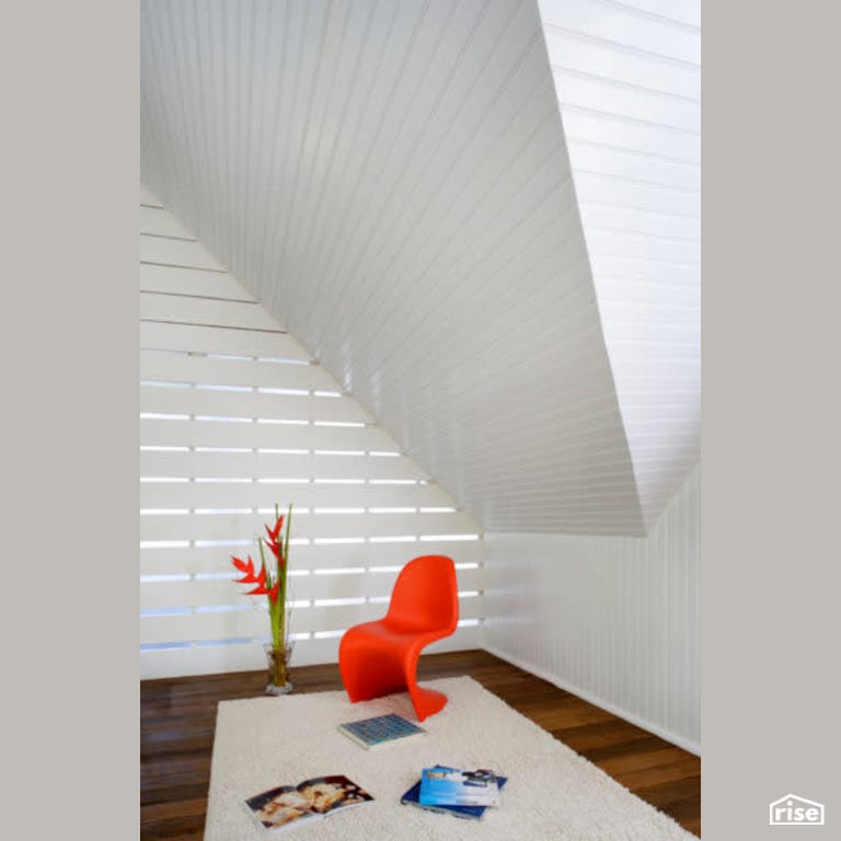 Family Room in Stephanie's House with Engineered Hardwood by Tracy A. Stone Architect