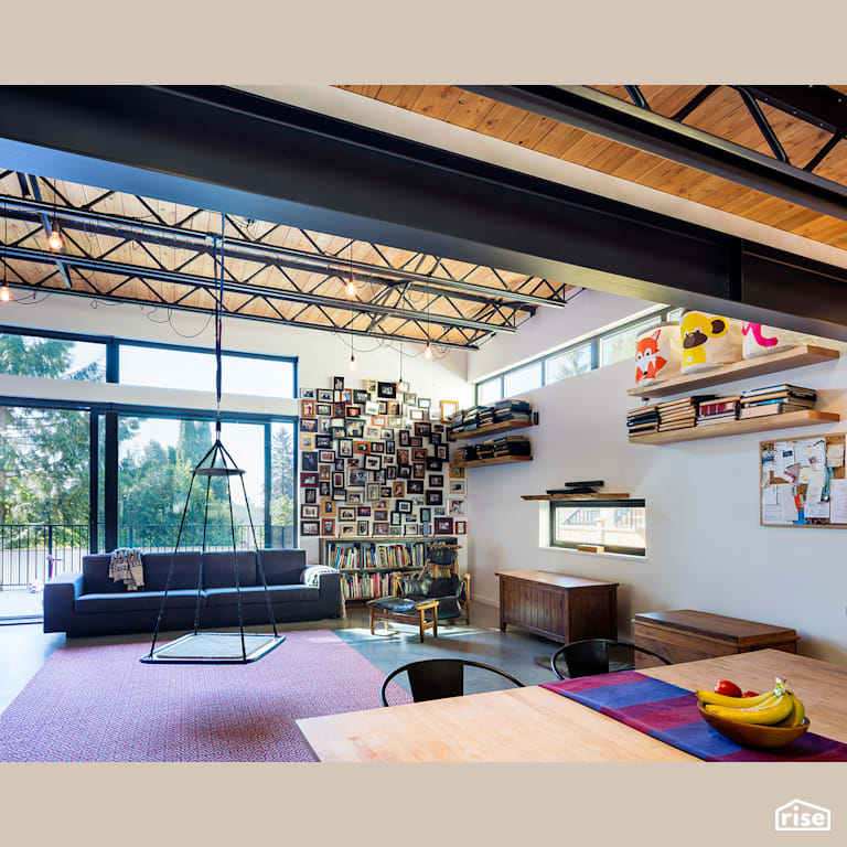 Living Room with Ceiling Light by Naikoon Contracting