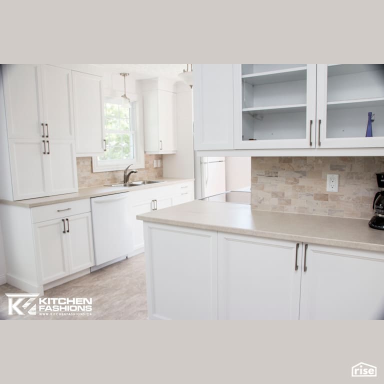Kitchen Fashions - White and Beige Kitchen with Low-Flow Kitchen Faucet by Home Fashions