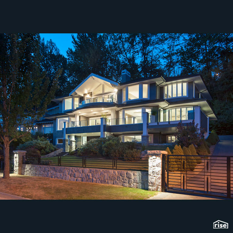 Exterior with Accent Outdoor Lighting by My House Design/Build Team Ltd.