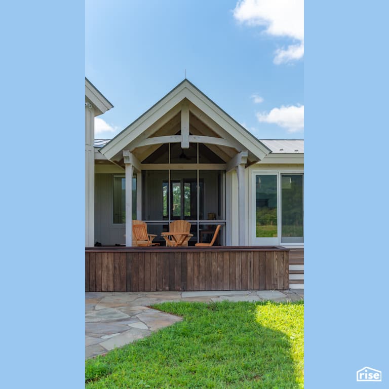 Thermally Modified Wood Deck With Adirondacks with Patio Stone by Americana by Bingaman