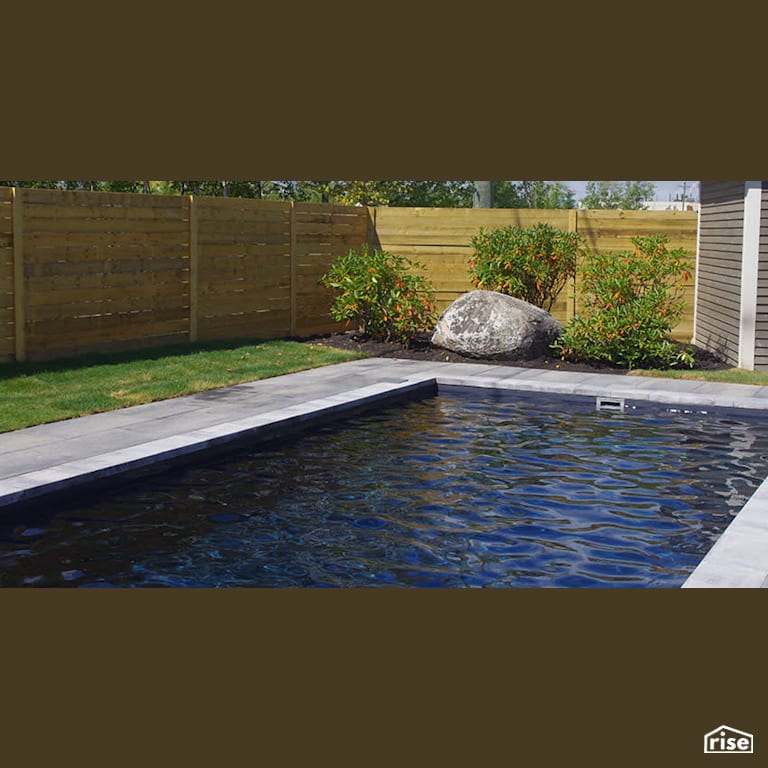 Backyard Pool Landscaping with Wood Mulch by Earthworks Landscape & Design
