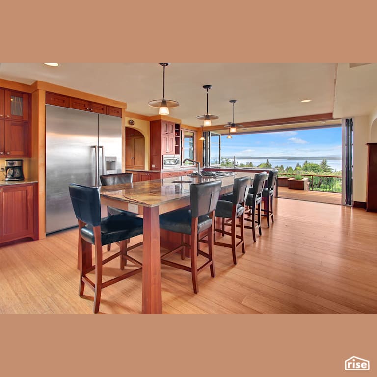 West Seattle Craftsman kitchen with water view with Integrated LED by Gant Nychay Architecture PLLC