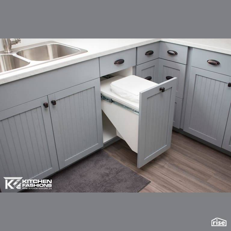 Kitchen Fashions - White and Grey Frosted Kitchen with Low-Flow Kitchen Faucet by Home Fashions