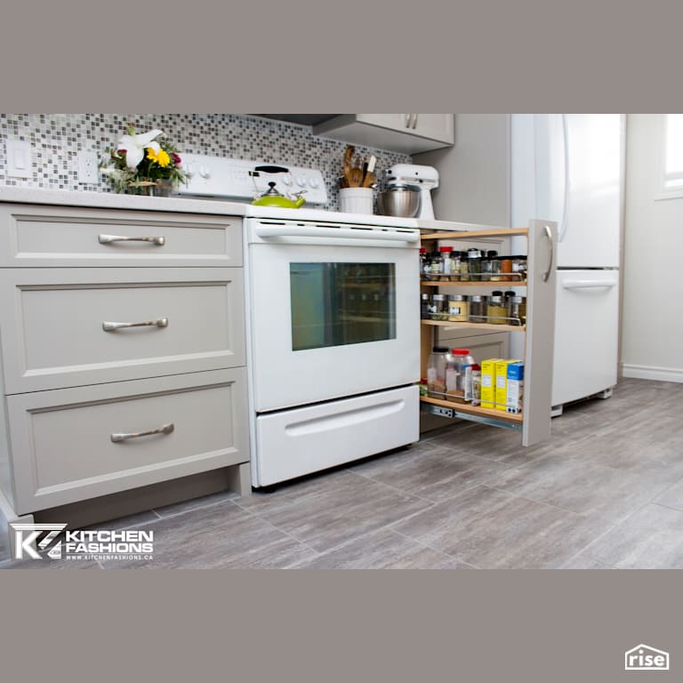 Gossamer Grey Kitchen with Ceramic Tile Floors by Home Fashions
