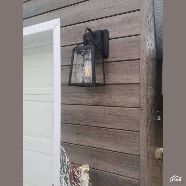Garage accent lighting with composite siding with Accent Outdoor Lighting by ChamClad by Chameleon