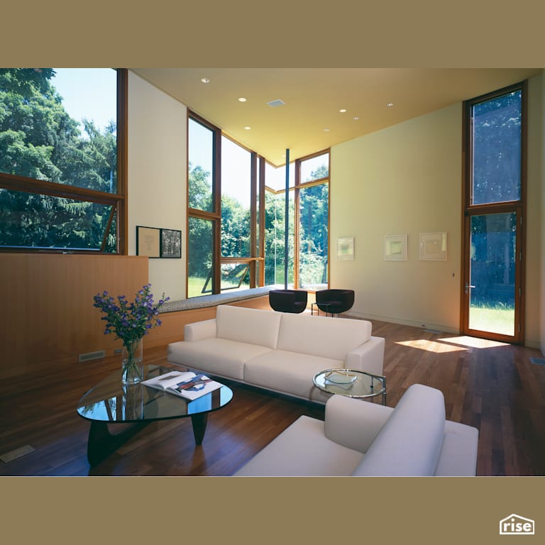 Copper House - Living Room with Fixed Window by Charles Rose Architects