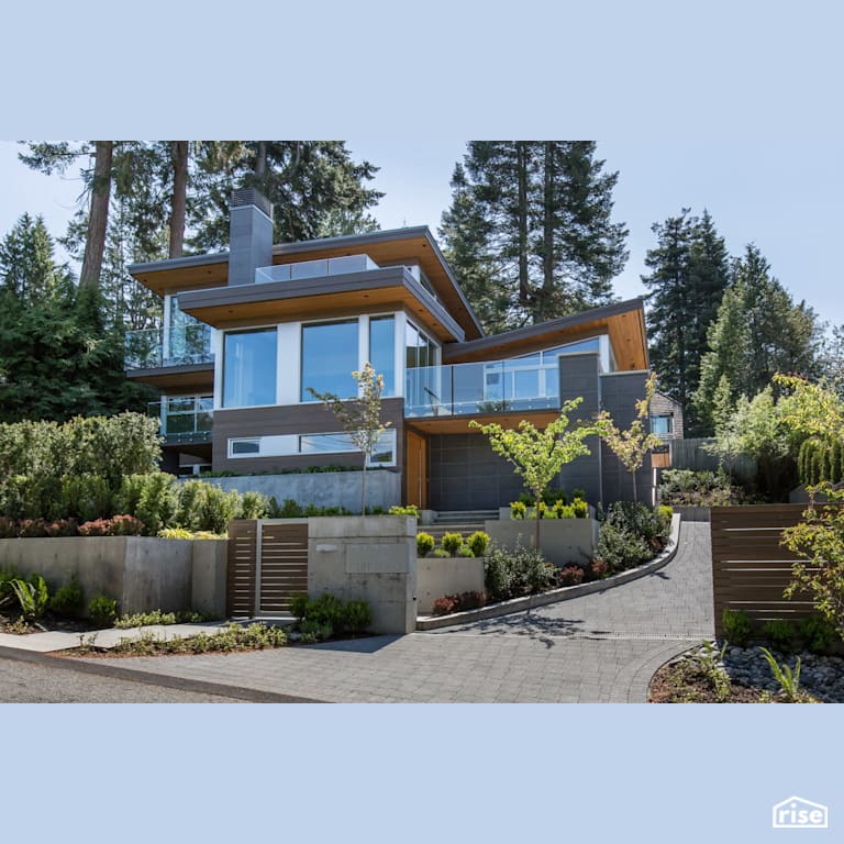 Exterior Front with Shiplap Wood Siding by Synthesis Design