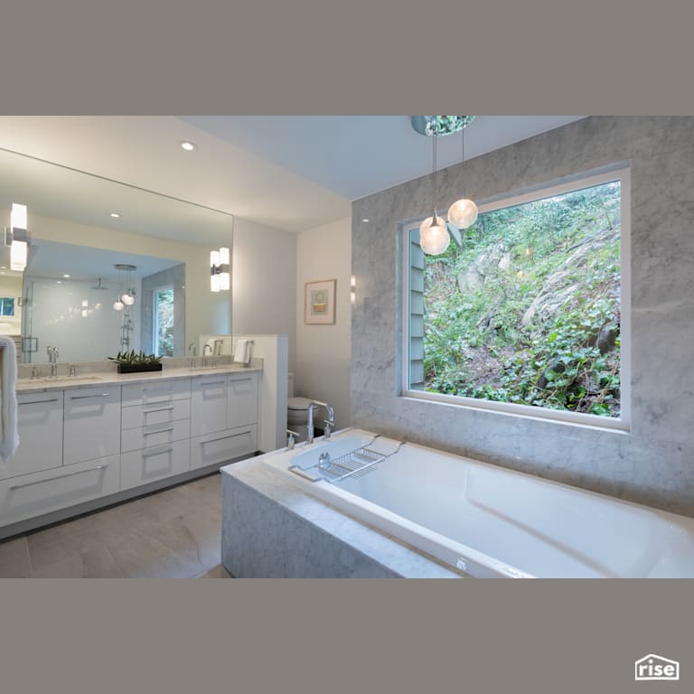 Marine Drive Bathroom and Tub with Low-Flow Bathroom Faucet by Synthesis Design