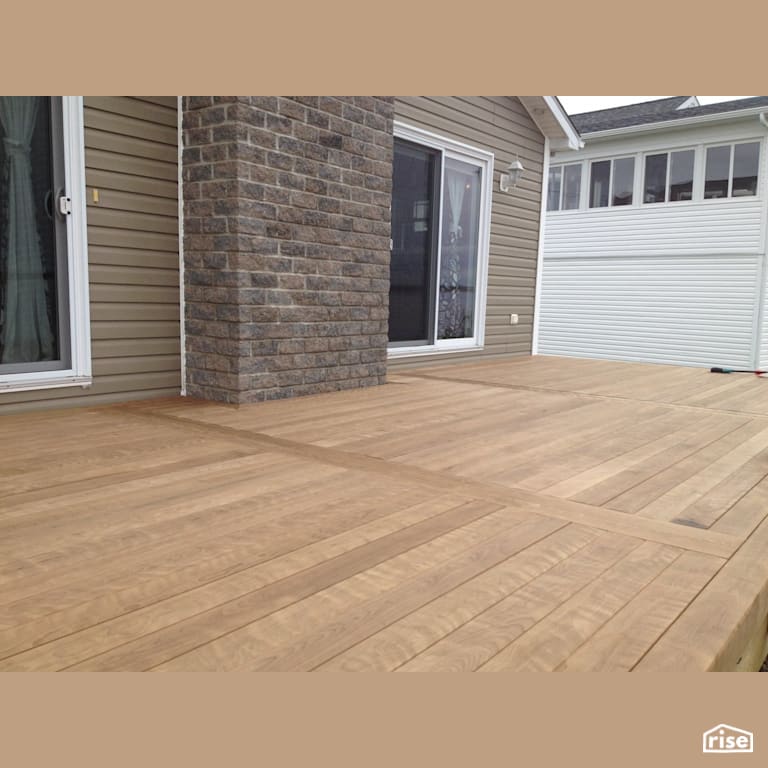 Thermally modified wood deck in backyard with Thermally Modified Wood Decking by Thermalwood Canada