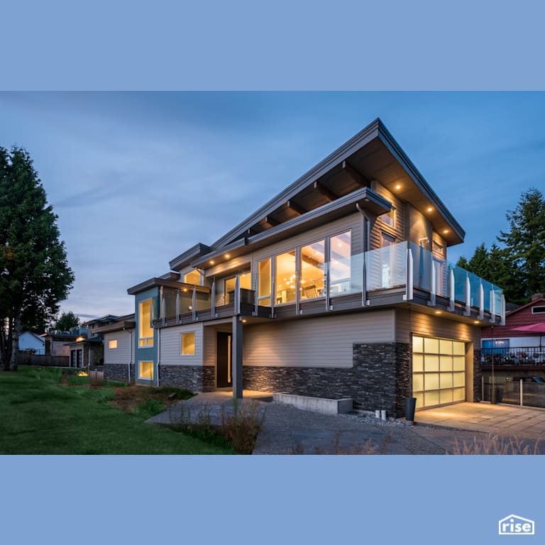 Exterior with Accent Outdoor Lighting by My House Design/Build Team Ltd.