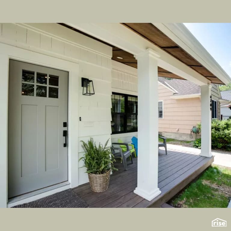 Front Porch - Exterior with Wall Mounted Outdoor Lighting by Constructive Builders