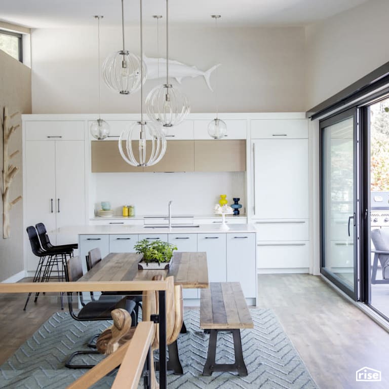 Open Concept Kitchen with Wood Veneer Cabinet by PlaidFox